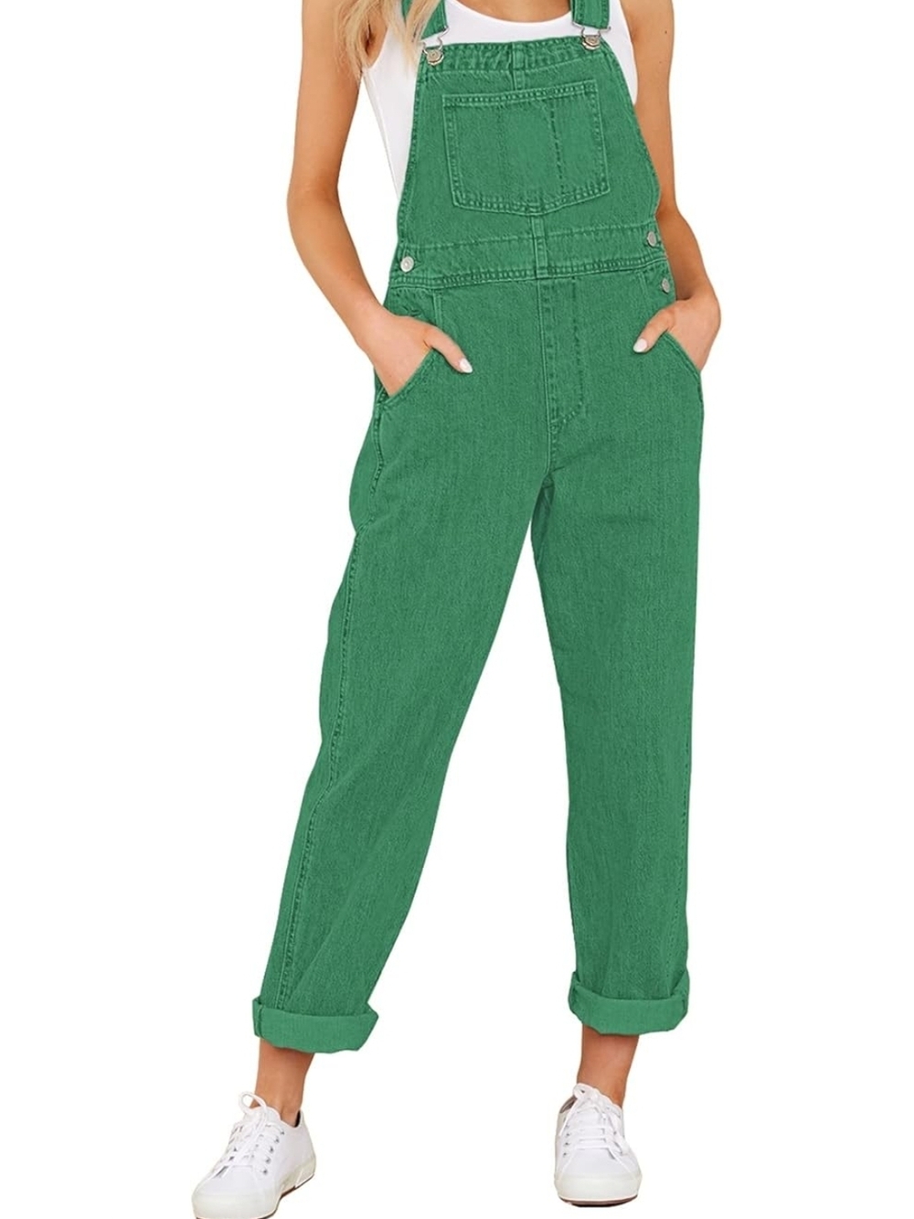 GRAPENT Green Denim Stretch Overalls with Front Pocket. SIZE LARGE - Picture 8 of 13